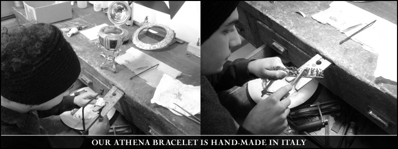 athena bracelet, trappola di venere, bangle, handmade, italian jewelry